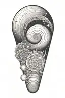 fibonacci spiral galaxy filled with stars tattoo design idea