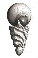  fibonacci graph forming the shape of sisyphus boulder  tattoo design idea