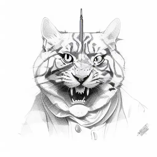 due persone stilizzate che si guardano le spalle con le pistole in mano tattoo design idea