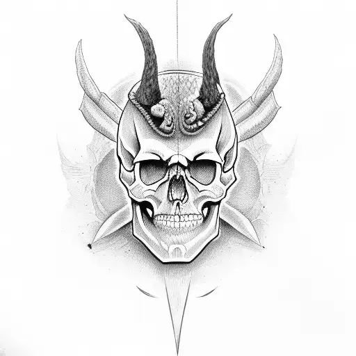 Skull, Satan, Nether, Devil tattoo design idea