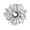 eye with sunflower as iris tattoo design idea
