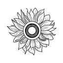 eye with sunflower as iris tattoo design idea