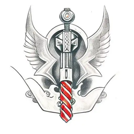 mjolnir, with Odin's head incorporated from norse mythology tattoo design idea