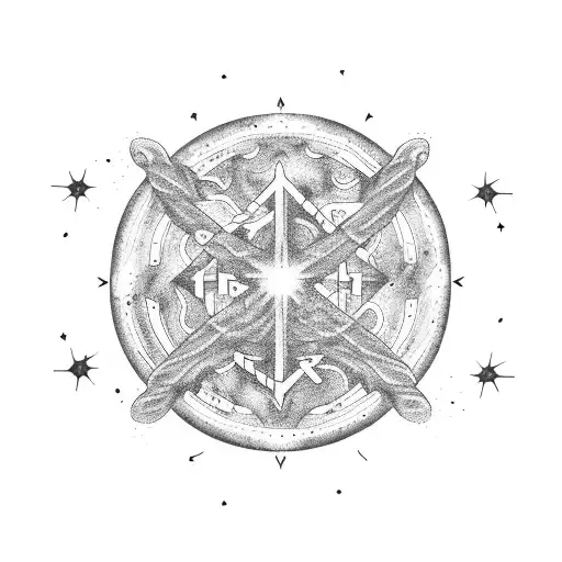 Galaxy constellation of Gemini, Cancer, and Aries intertwined tattoo design idea