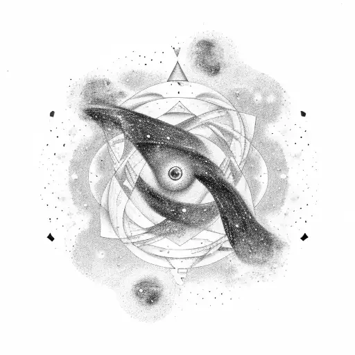 Galaxy constellation of Gemini, Cancer, and Aries intertwined tattoo design idea