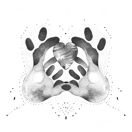 A dog's paw print forming a heart shape tattoo design idea