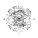 A celestial map with zodiac signs Cancer, Gemini, and Aries as prominent constellations tattoo design idea