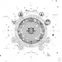 A celestial map with zodiac signs Cancer, Gemini, and Aries as prominent constellations tattoo design idea