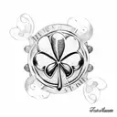 A pint of Guinness with a four-leaf clover floating on top tattoo design idea