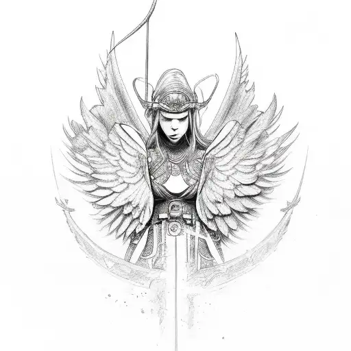 angel warrior tattoo design idea