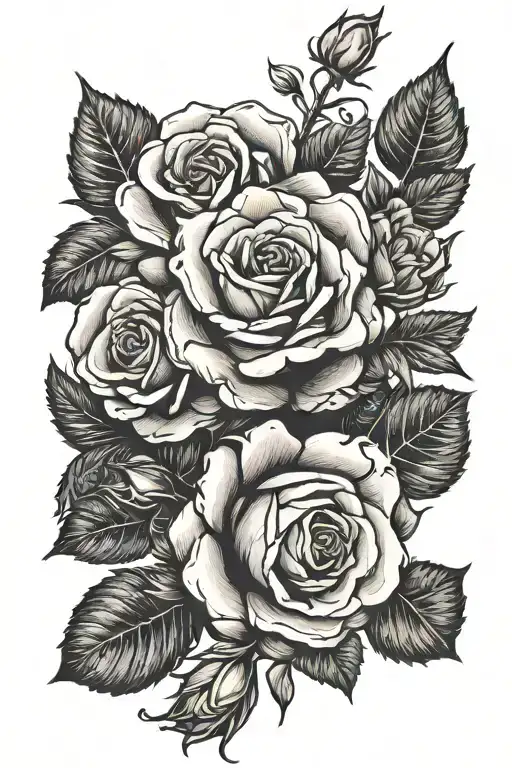 rose, the graces of greek mythology, myrtle flower, dark tattoo design idea