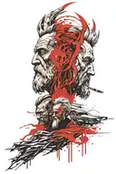 odin and zeus face tattoo design idea