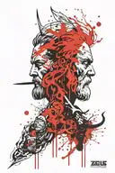 odin and zeus face tattoo design idea