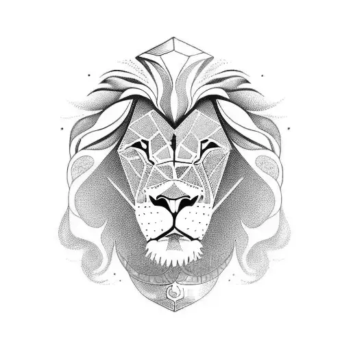 a lion's head with the zodiac sign of a lion instead of eyes tattoo design idea