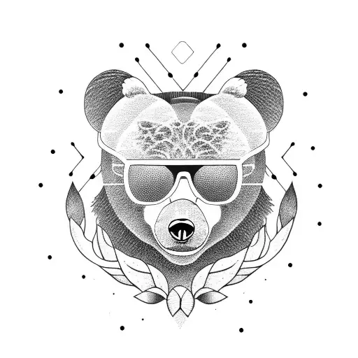 rad bear wearing sunglasses  tattoo design idea