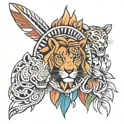 chiefs, lions, and broncos mixed tattoo design idea