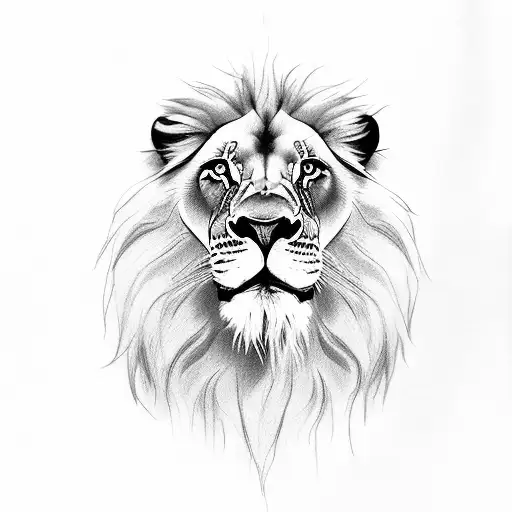 Lion black and white with blue eyes  tattoo design idea