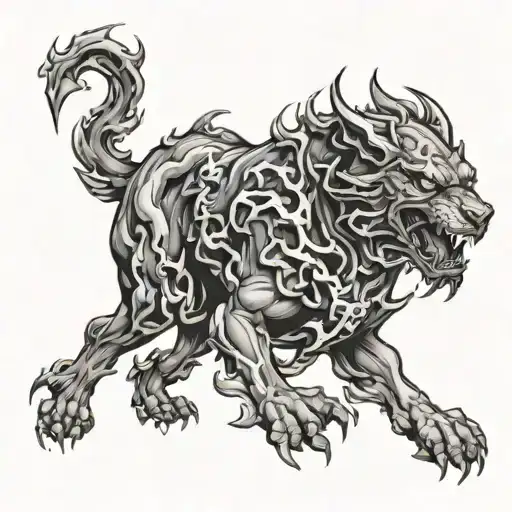 cerberus + hell + demonic tattoo design idea
