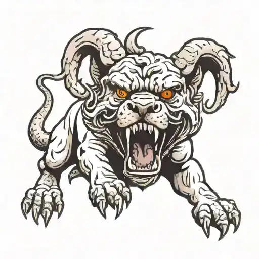 cerberus + hell + demonic tattoo design idea