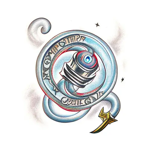 Celestial Snake wrapped around Thors hammer tattoo design idea