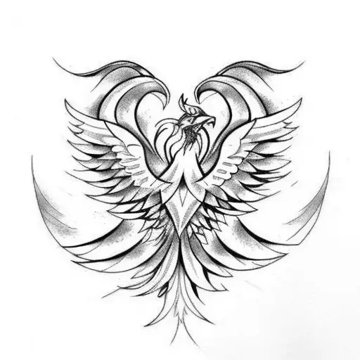 A tattoo of a gothic phoenix rising from ashes tattoo design idea