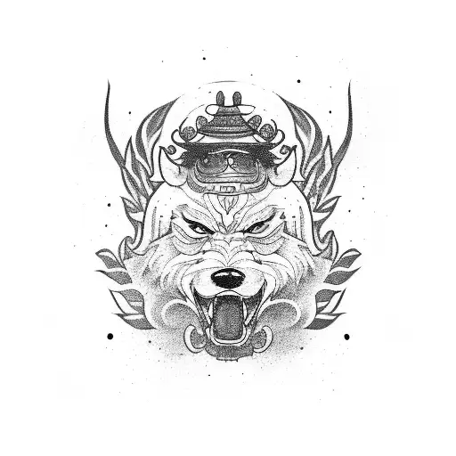 samurai whit fudog tattoo design idea
