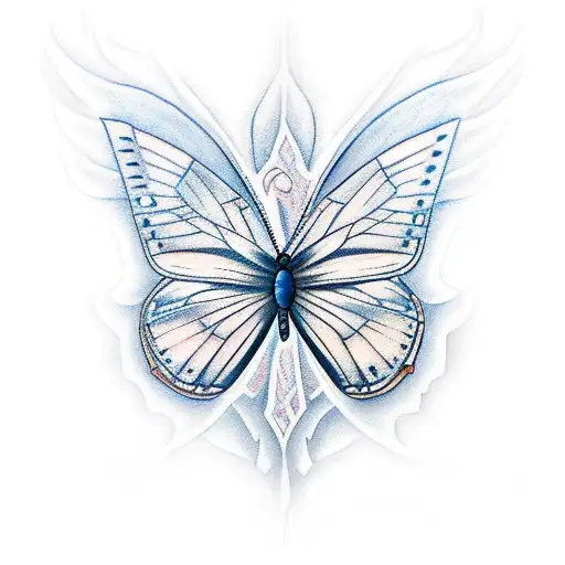 labyrinth and a small blue butterfly  tattoo design idea
