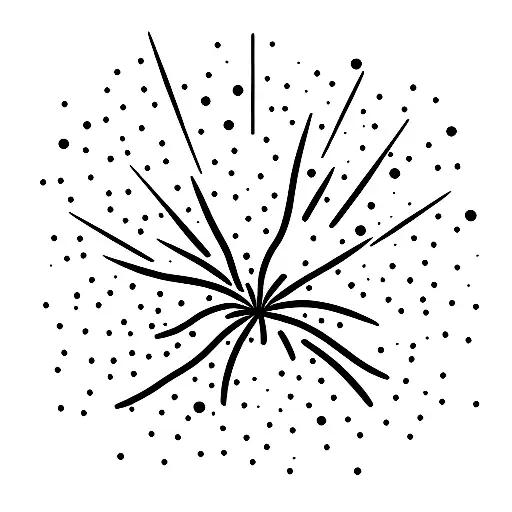 A cardinal silhouette surrounded by bursts of fireworks tattoo design idea