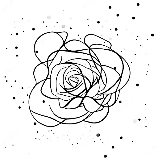A minimalist design of a rose intertwined with fireworks tattoo design idea