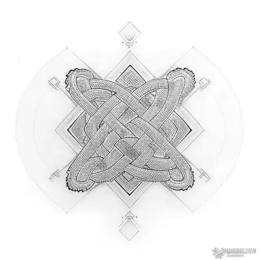 mix of croatian knot called pleter and korean knot called maedeup tattoo design idea