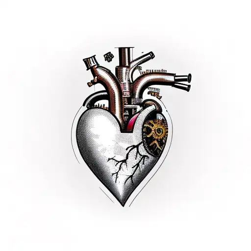 steampunk heart tattoo design idea