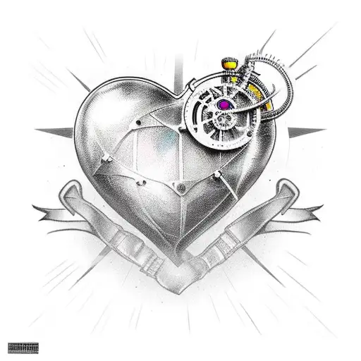 steampunk heart tattoo design idea