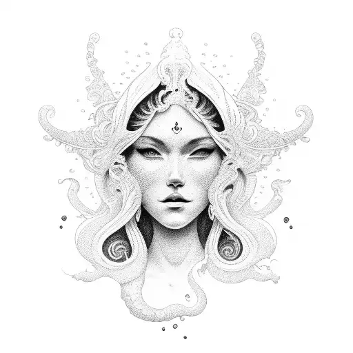 god with ocean tattoo design idea