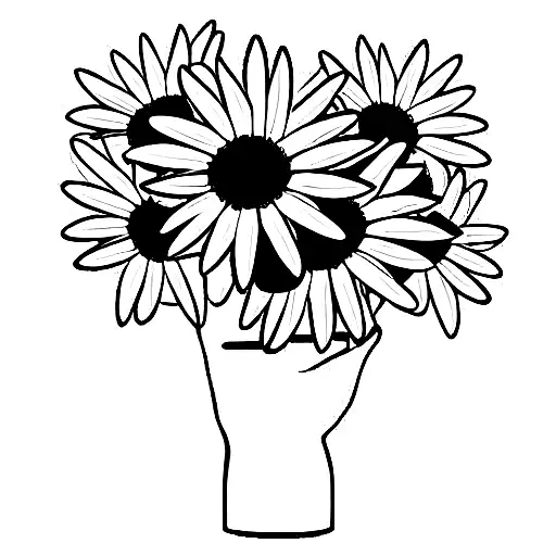 bouquet of daisies, lily of the vallies, and asters tattoo design idea