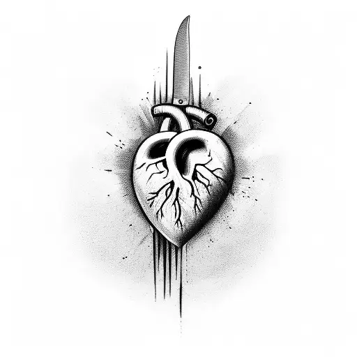 heart with knives tattoo design idea