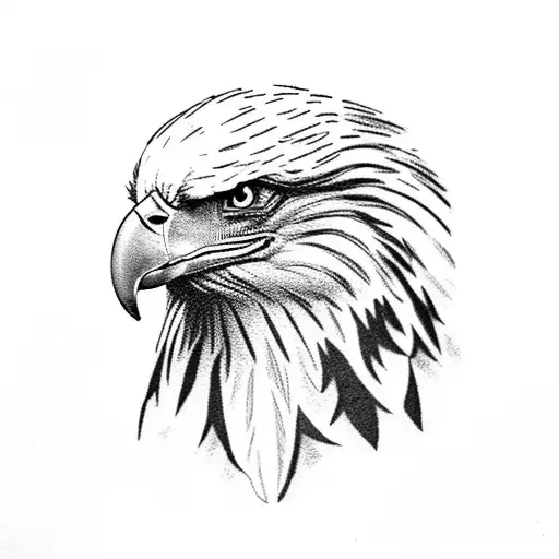 Bald eagle feather with broken rome building tattoo design idea