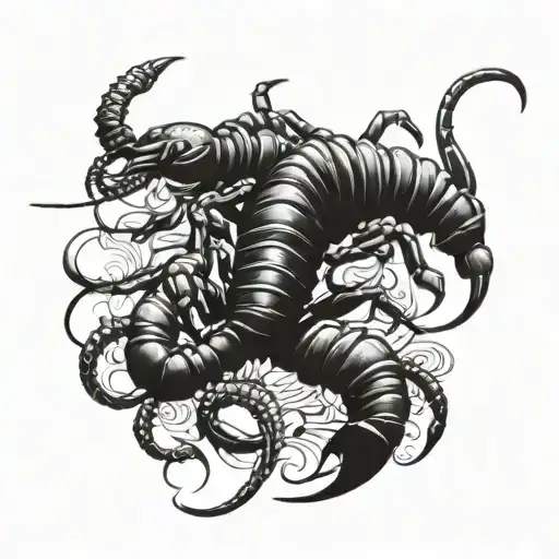scorpion intertwined and buttetflies tattoo design idea