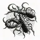 scorpion intertwined and buttetflies tattoo design idea