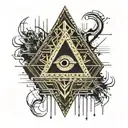 Gold and black melting and bleeding beating heart. All seeing eye, crystals and gemstones. geometrical shapes tattoo design idea