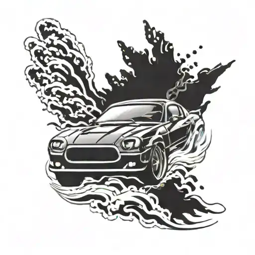 car drifting tattoo design idea