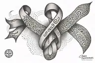 An epilepsy ribbon intertwined with an Unalome symbol tattoo design idea