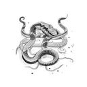two snakes   tangled in eatchother tattoo design idea