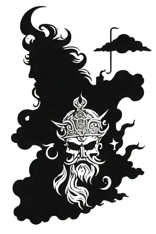 Symbols of the greek gods zeus, hades, and poseidon tattoo design idea