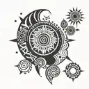 sun dots Hippie tattoo design idea