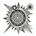 sun dots Hippie tattoo design idea