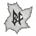  A very simple and small design where the letter "Ț" is styled to resemble the claws of an animal, fangs of a wolf, or e tattoo design idea