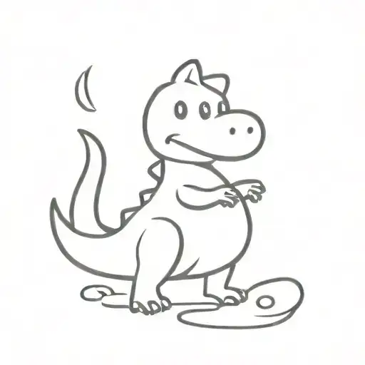 Cute Dinosaur Simple Cooking tattoo design idea