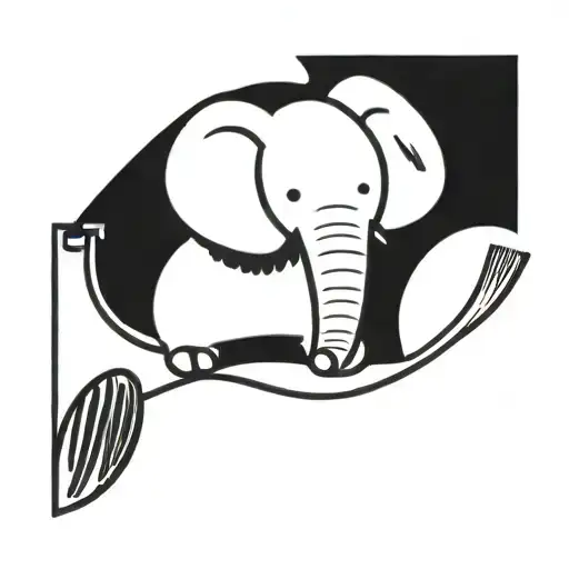 Ignorant "Elephant Broom Dustpan Human Work..." Tattoo Idea BlackInk AI