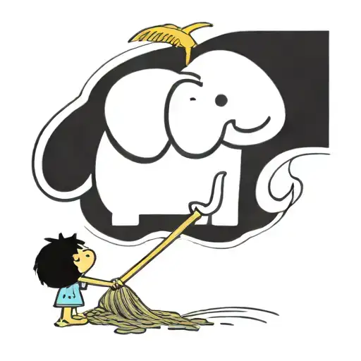 Ignorant "Elephant Broom Dustpan Human Work..." Tattoo Idea BlackInk AI