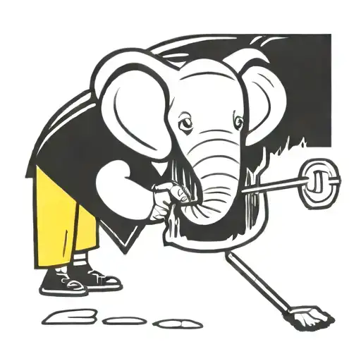 Ignorant "Elephant Broom Dustpan Human Work..." Tattoo Idea BlackInk AI